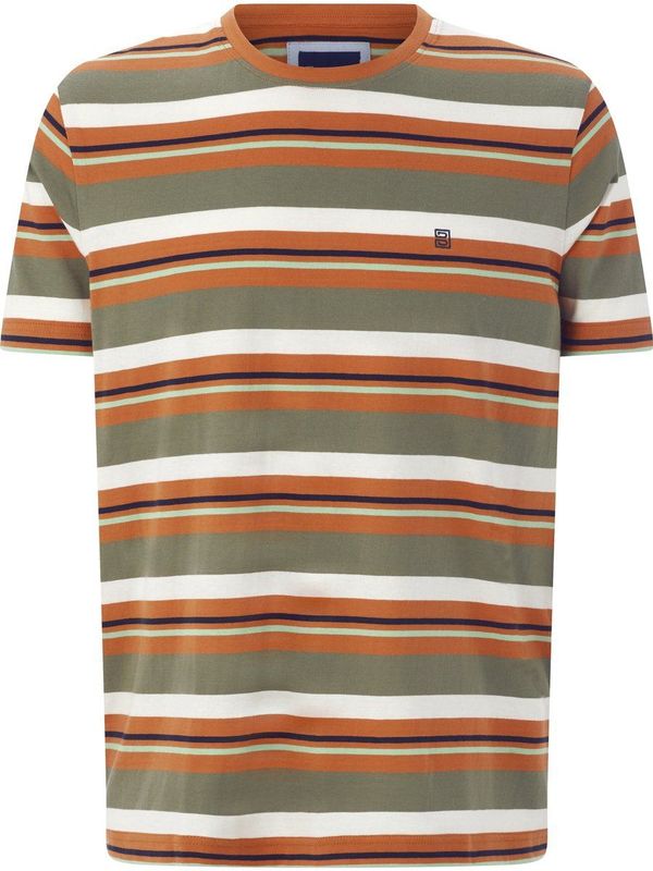 T-shirt KALVINO - Olijf - Gestreept