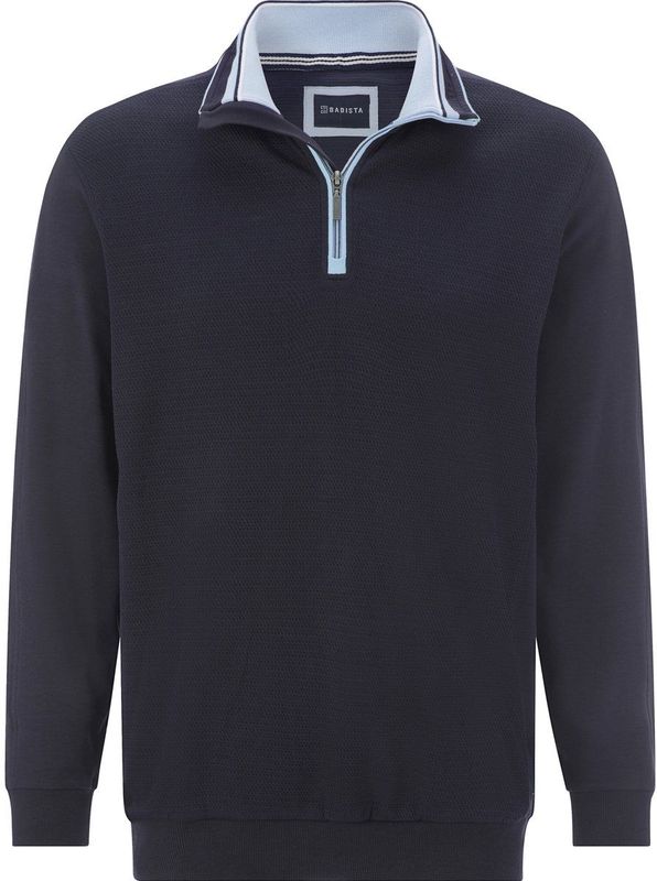 MODORO - Sweatshirt - Blauw - Katoen - Opstaande Kraag