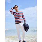 TIMOTEO - Trui - Donkerblauw - Gebreid - Streepdessin