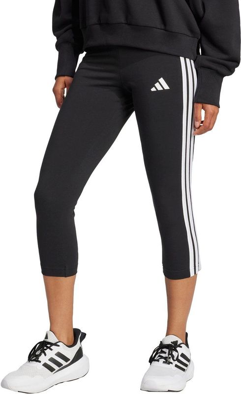 adidas - Sportswear Essentials 3-Stripes Legging - Dames - Zwart - 93% Katoen / 7% Elastaan