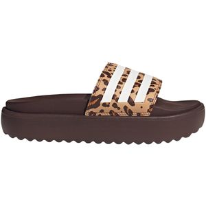adidas - adilette Platform Badslippers - Dames - Bruin - Synthetische Wreefband
