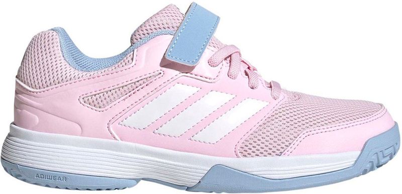 adidas Uniseks-Kind Speedcourt Kids Indoor Shoes, Clear Pink/Cloud White/Glow Blue, 33 1/2 EU