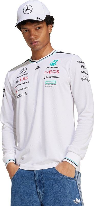 adidas - MERCEDES - Sportshirt - Wit - AEROREADY, 100% Gerecycled Polyester