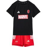 adidas - Babyset - T-shirt en Korte Broek - Zwart en Rood - Katoen
