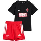 adidas - Babyset - T-shirt en Korte Broek - Zwart en Rood - Katoen