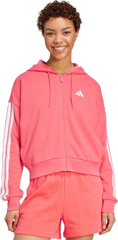adidas Sportswear Essentials 3-Stripes French Terry Ritshoodie - Dames - Roze