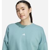 ADIDAS - Sportswear - Sweatshirt - Jade Groen - Geribbelde Kraag, Lange Mouw, Losse Pasvorm