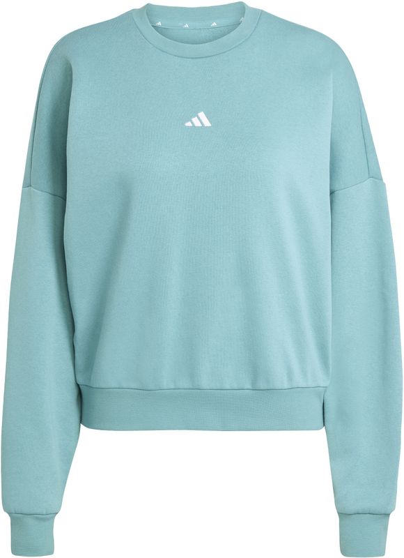 ADIDAS - Sportswear - Sweatshirt - Jade Groen - Geribbelde Kraag, Lange Mouw, Losse Pasvorm