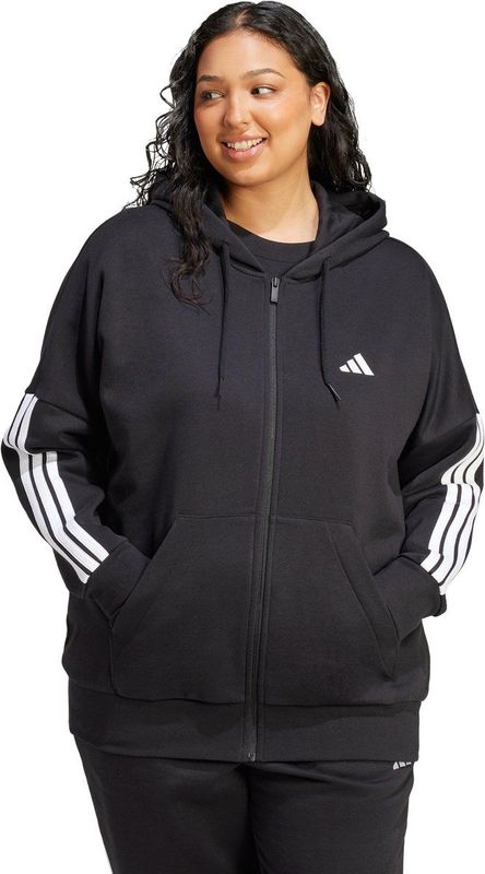 Adidas - Essentials 3 Stripes Fleece Hoodie - Zwart - Gerecycled Materiaal