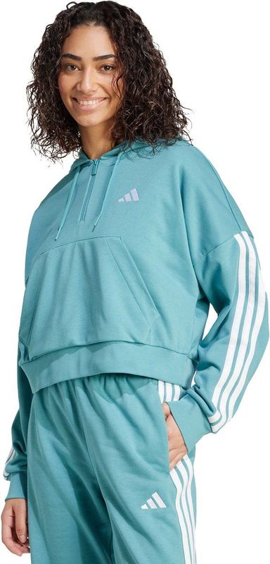 adidas - Sportswear Essentials 3-Stripes French Terry Hoodie - Dames - Turquoise - Katoen