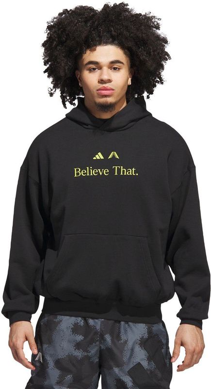 Adidas Anthony Edwards Heren Hoodies - Zwart - Maat: M - Katoen Jersey - Foot Locker