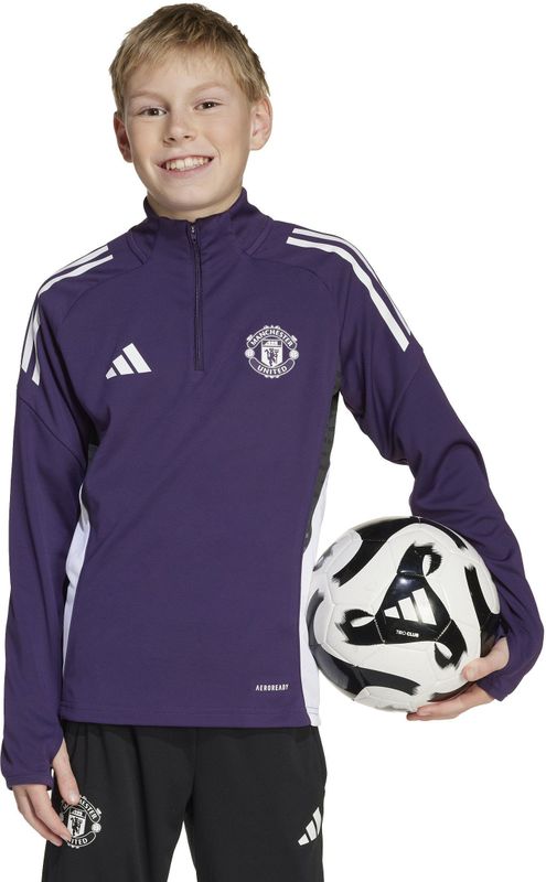 adidas - Manchester United Trainingstrui 1/4-Zip 2025-2026 - Paars Wit Zwart - Kids