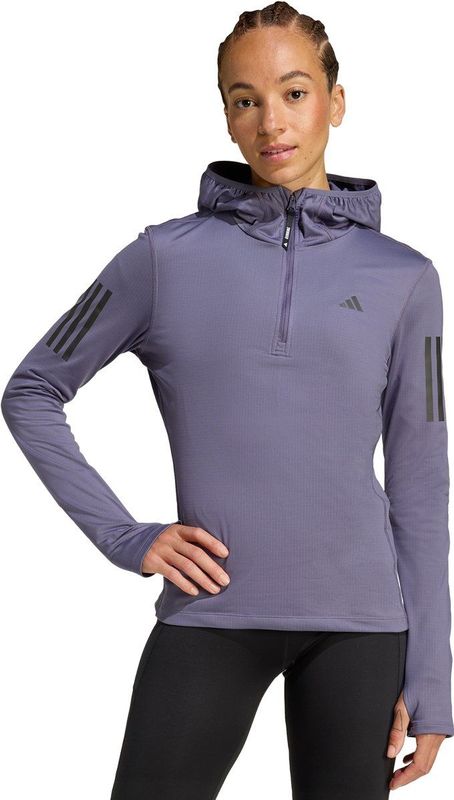 adidas - Own The Run Winterized - Hoodie - Paars - Met Halve Rits