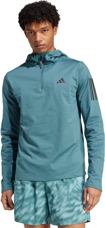 adidas - Performance Own The Run - Hoodie - Groen - Halve Rits