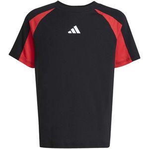 adidas - Junior T-shirt - Zwart/Rood/Wit - 100% Katoen - Korte Mouwen