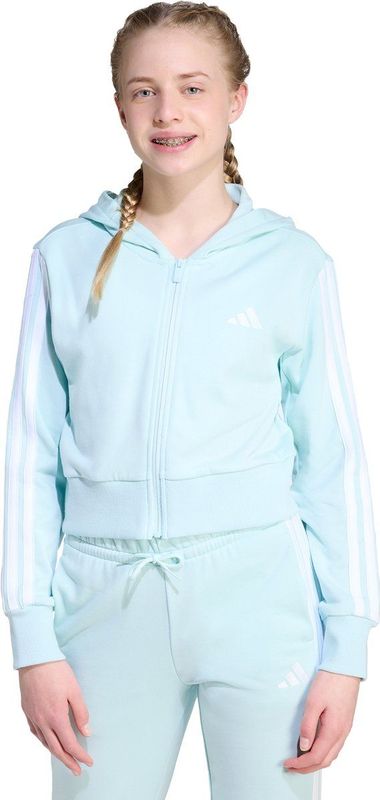 adidas - Cropped Hoodie - Blauw - 70% Katoen, 30% Polyester (Gerecycled)