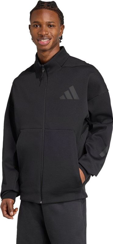 adidas - Trainingsjack - Zwart - Dubbelgebreide Stof - Losvallend Model