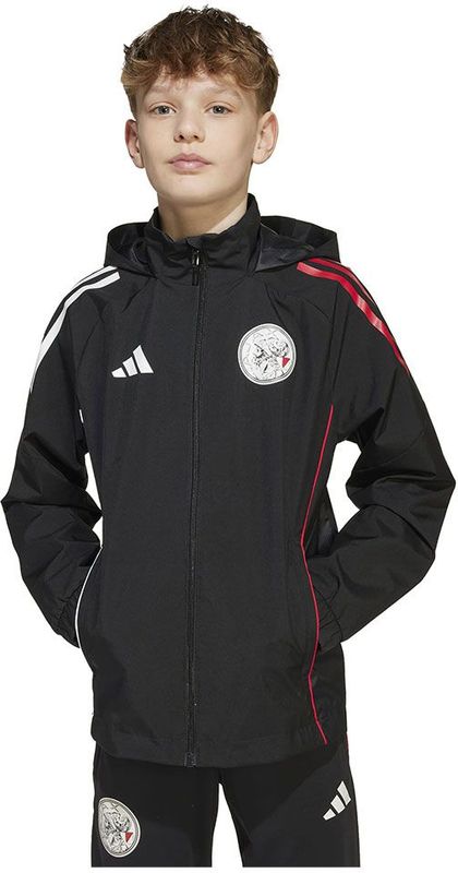 adidas - Ajax All-Weather Jack - Zwart Wit Rood - Kids - 2025-2026