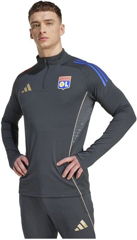 adidas - Olympique Lyon - Trainingstrui - Donkergrijs Goud Rood Blauw - 100% Gerecycled Polyester