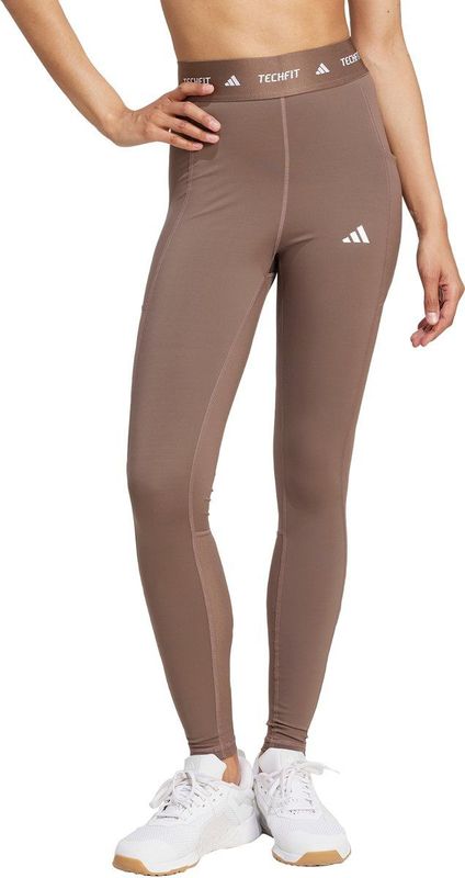adidas - TECHFIT Stash Pocket - Legging - Bruin - Dames - Volledige Lengte