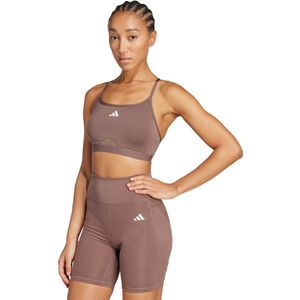 adidas - Aeroreact Training 3-Stripes - Sportbeha - Bruin - Dames
