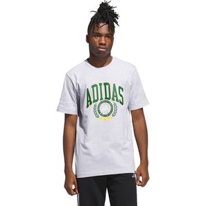 ADIDAS SPORTSWEAR Functioneel shirt 'Varsity Crest Graphic'  geel / lichtgrijs / groen / wit