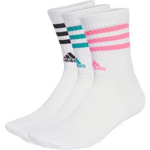 adidas - 3-STRIPES CUSHIONED CREW - Sportsokken - White/Pure Teal/Lucid Pink/Black - 3 Paar