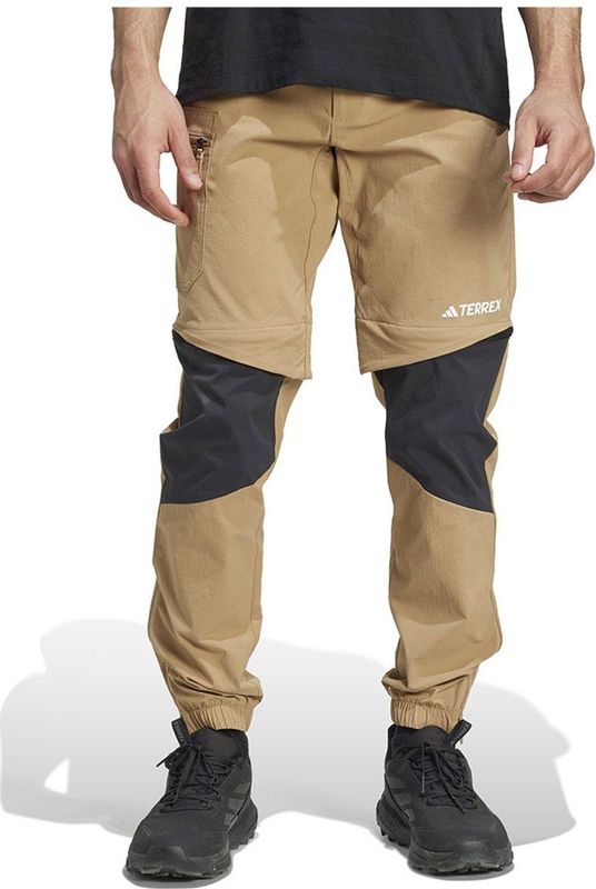 ADIDAS - Utilitas - Outdoorbroek - Lichtbruin/Zwart/Wit - Gerecycled Materiaal, Verstelbare Taille, Zip-off