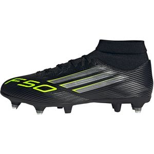 adidas - F50 League Mid - Voetbalschoenen - Zwart Zilver Neongeel - IJzeren Noppen