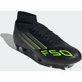 adidas - F50 League Mid - Voetbalschoenen - Zwart Zilver Neongeel - IJzeren Noppen