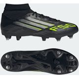 adidas - F50 League Mid - Voetbalschoenen - Zwart Zilver Neongeel - IJzeren Noppen