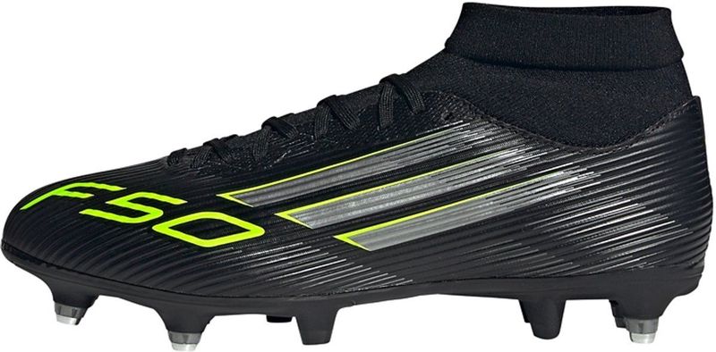 adidas - F50 League Mid - Voetbalschoenen - Zwart Zilver Neongeel - IJzeren Noppen