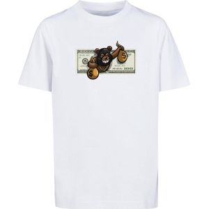 Mister Tee - Money Bear Kinder T-shirt - Kids 134 140 - Wit