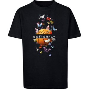 Mister Tee - Kids Butterfly Baller Kinder T-shirt - Kids 122 128 - Zwart