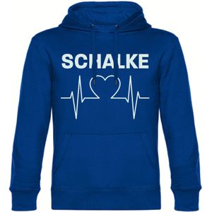 multifanshop Kapuzen Sweatshirt - Schalke - Herzschlag - Druck weiß - Hoodie