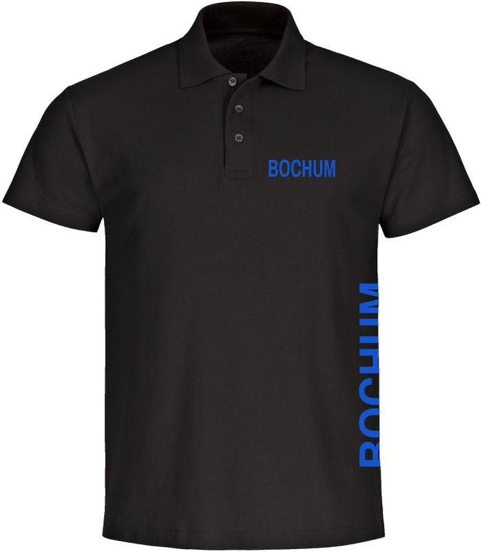 multifanshop Poloshirt - Bochum - Brust & Seite - Druck blau - Polo
