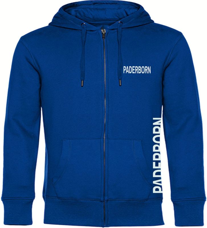 multifanshop Kapuzen Sweatshirt Jacke - Paderborn - Brust & Seite - Druck weiß - Sweat