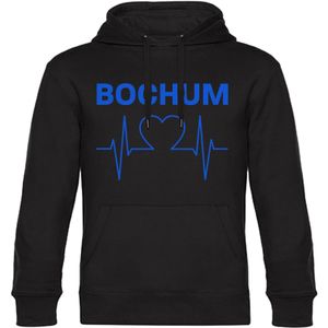 multifanshop Kapuzen Sweatshirt - Bochum - Herzschlag - Druck blau - Hoodie