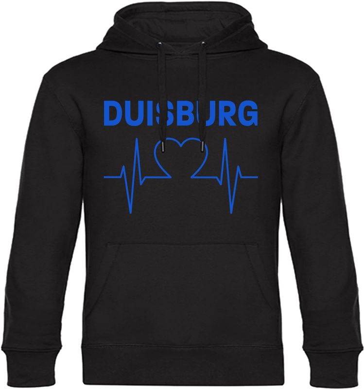 multifanshop Kapuzen Sweatshirt - Duisburg - Herzschlag - Druck blau - Hoodie