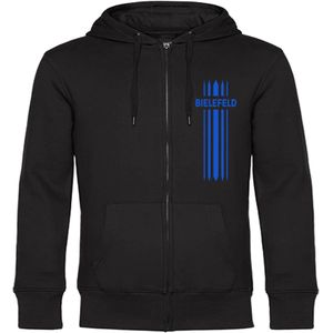 multifanshop Kapuzen Sweatshirt Jacke - Bielefeld - Streifen - Druck blau - Sweat