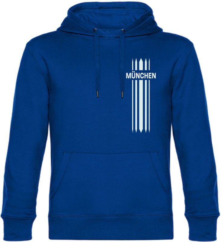 multifanshop Kapuzen Sweatshirt - München blau - Streifen - Druck weiß - Hoodie