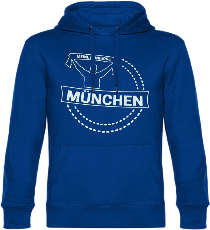 multifanshop Kapuzen Sweatshirt - München blau - Meine Fankurve - Druck weiß - Hoodie