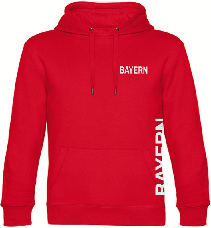 multifanshop Kapuzen Sweatshirt - Bayern - Brust & Seite - Druck weiß - Hoodie