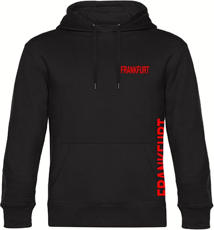 multifanshop Kapuzen Sweatshirt - Frankfurt - Brust & Seite - Druck rot - Hoodie