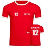 multifanshop Kontrast T-Shirt - Bayern - Trikot Nummer 12 - Druck weiß - Männer