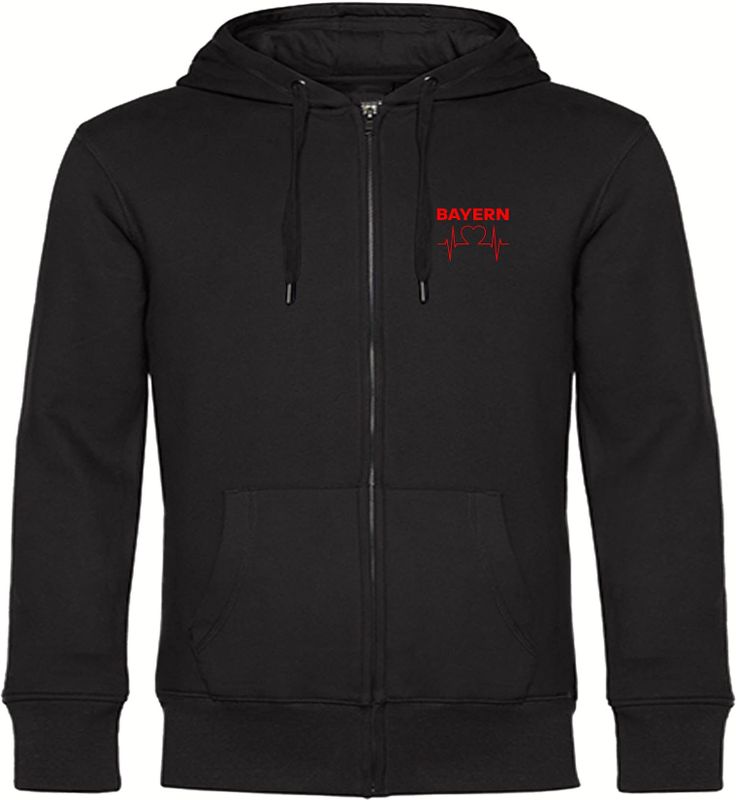 multifanshop Kapuzen Sweatshirt Jacke - Bayern - Herzschlag - Druck rot - Sweat