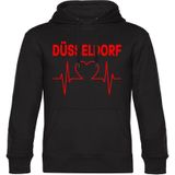 multifanshop Kapuzen Sweatshirt - Düsseldorf - Herzschlag - Druck rot - Hoodie