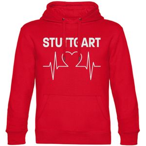 multifanshop Kapuzen Sweatshirt - Stuttgart - Herzschlag - Druck weiß - Hoodie