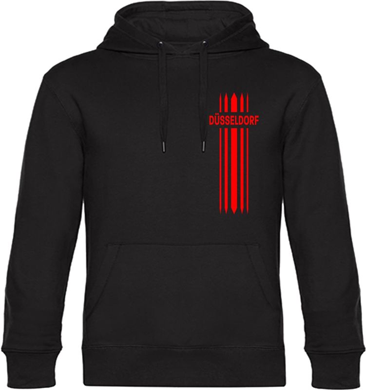 multifanshop Kapuzen Sweatshirt - Düsseldorf - Streifen - Druck rot - Hoodie