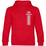 multifanshop Kapuzen Sweatshirt - München rot - Streifen - Druck weiß - Hoodie
